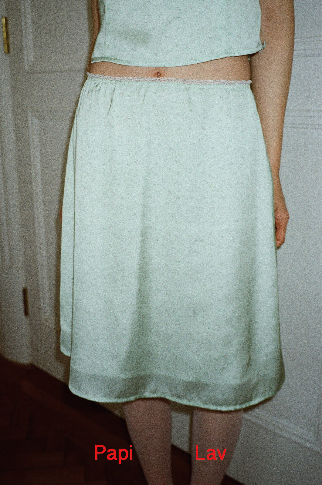GREEN FLORAL PRINT MISTY SKIRT