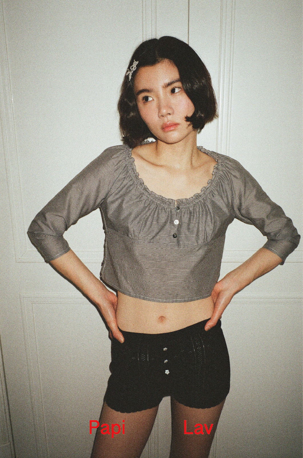 BLACK GINGHAM JESSICA TOP