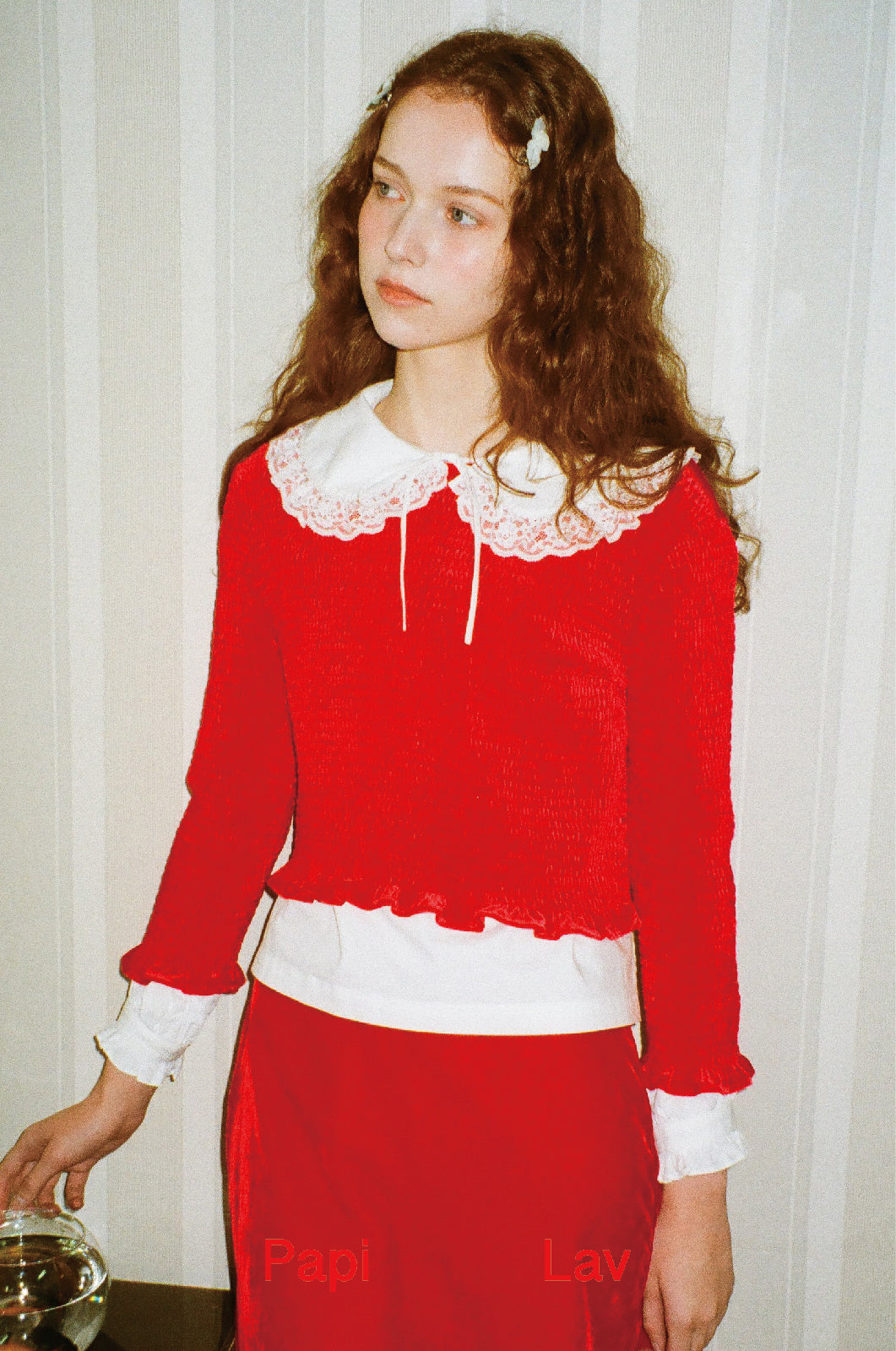 RED MONICA SMOCK TOP