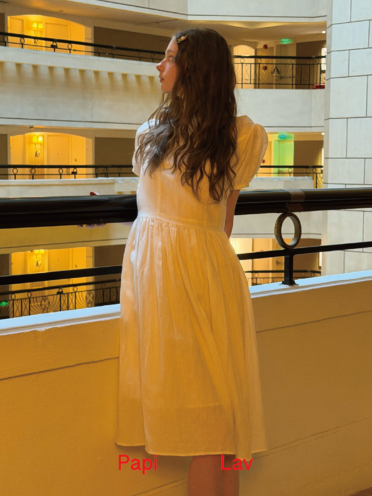 White Poppy Puff-Sleeve Dress