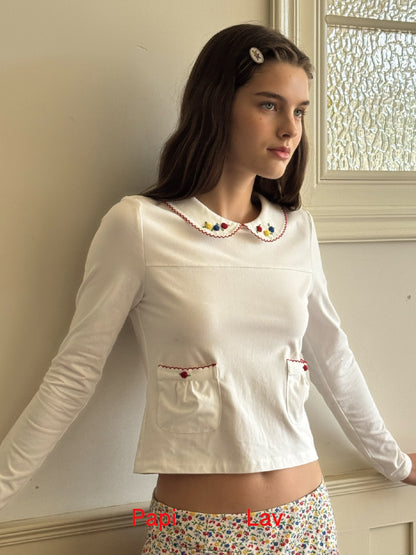 WHITE ANTIQUE JERSEY TOP