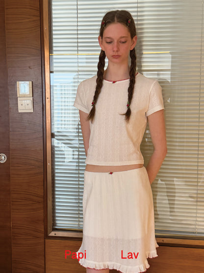 White Breezy Top + Skirt Set