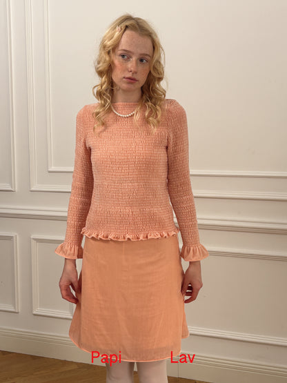 LIGHT CORAL AMBIGUOUS SMOCK TOP AND A-LINE SKIRT