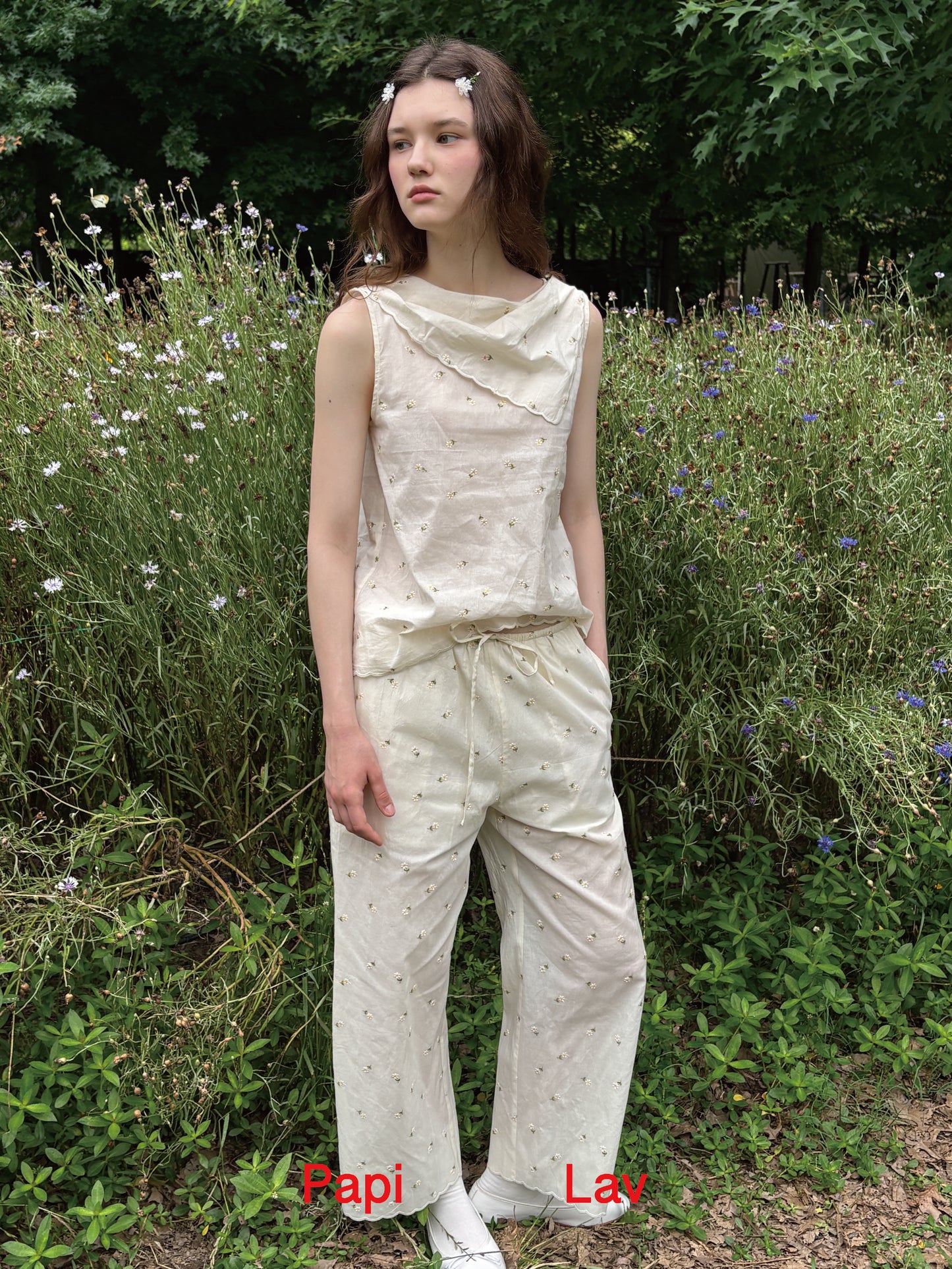 DAISY EMBROIDERY WIND CHIME PANTS SET
