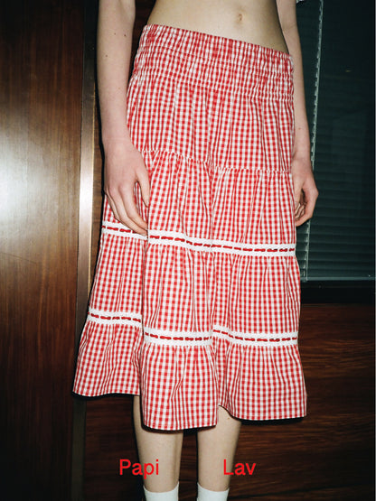 Red Gingham Lovie Top + Skirt Set