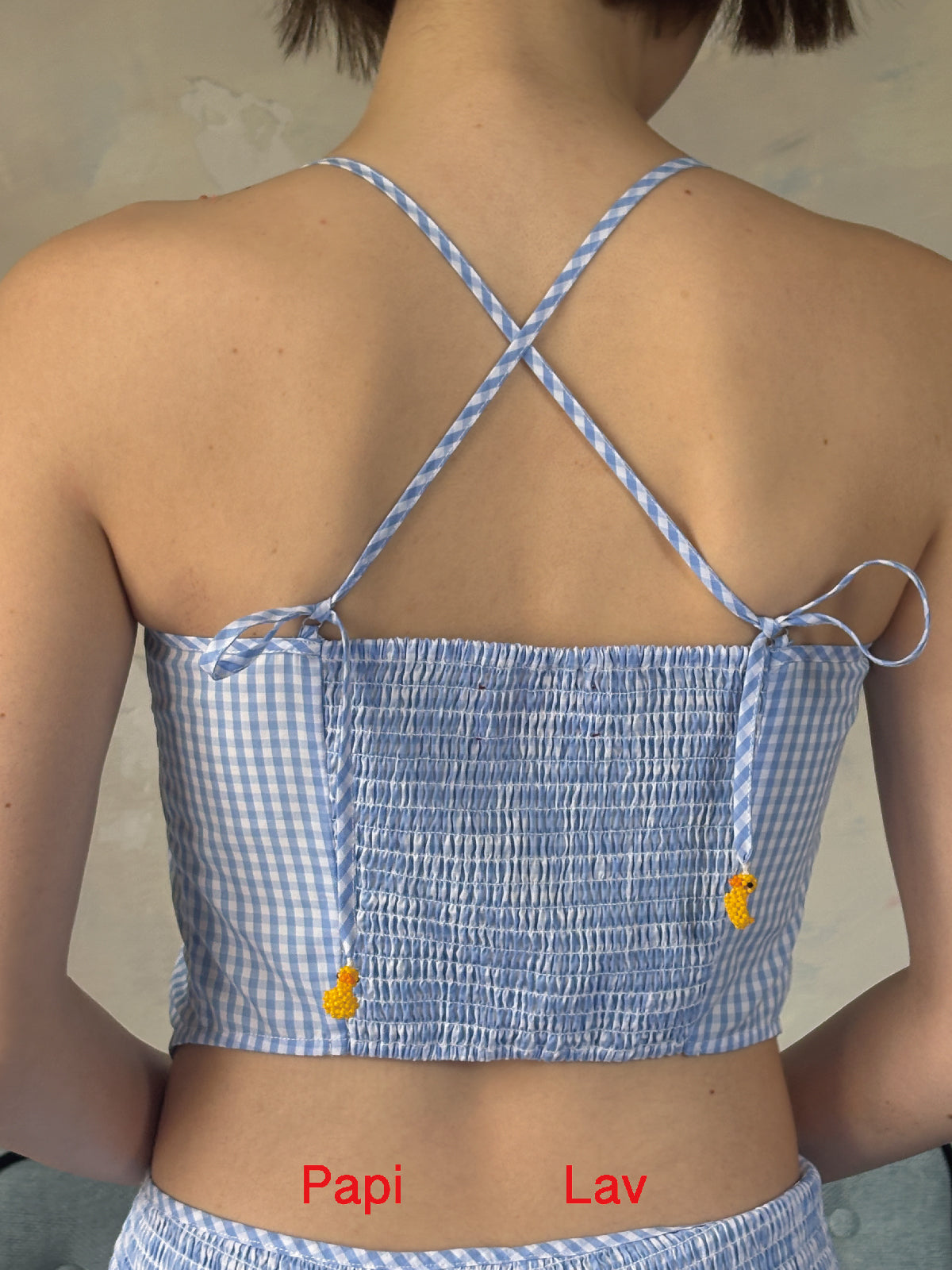 BLUE GINGHAM BABY TOP