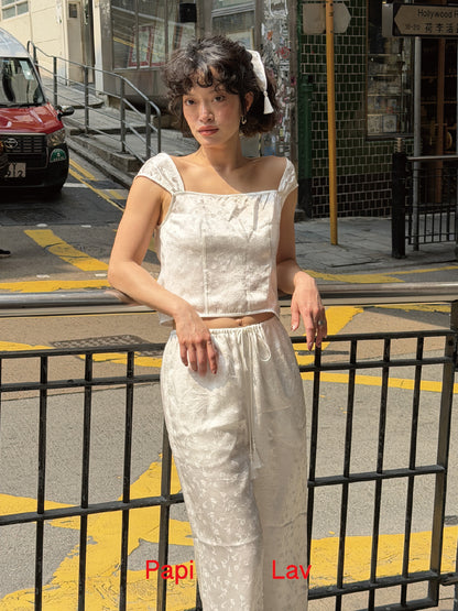 WHITE JACQUARD IRIS SET x GARBO