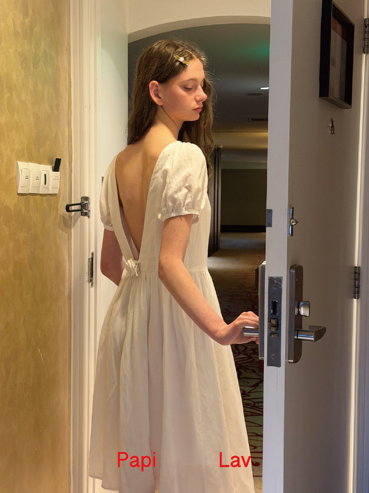 White Poppy Puff-Sleeve Dress