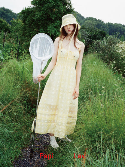 YELLOW JACQUARD SUGAR-FREE DRESS