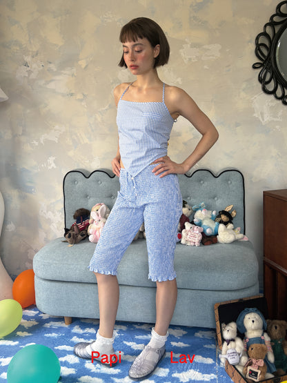 BLUE GINGHAM BABY TOP