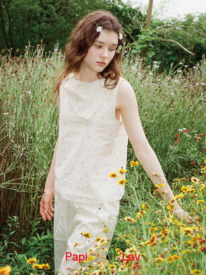 DAISY EMBROIDERY WIND CHIME PANTS SET