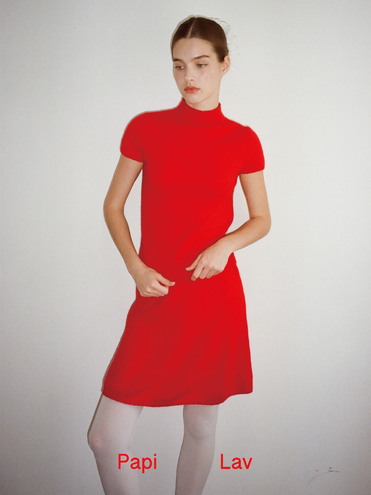 RED INTROVERTED KNIT TOP AND SKIRT