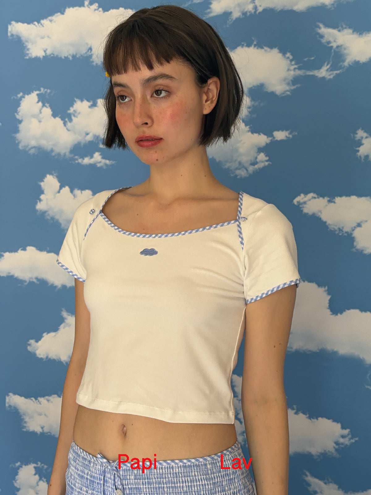 BLUE GINGHAM KINDERGARTEN T-SHIRT