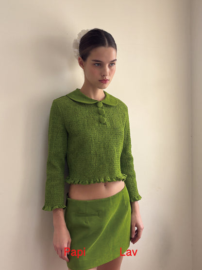 GREEN MATILDA POLO SMOCK TOP