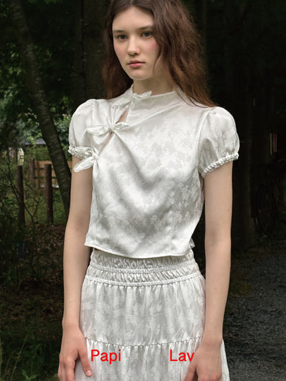 WHITE JACQUARD AMBER TOP