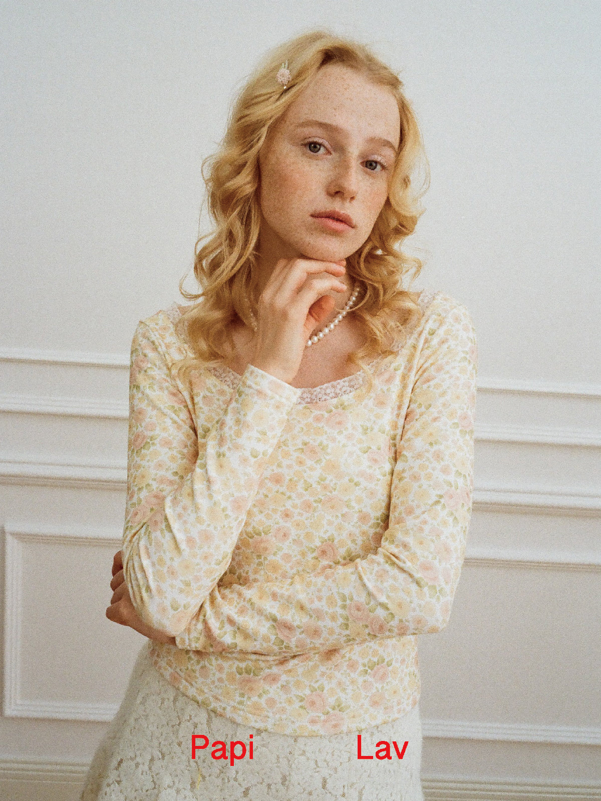 ROSE PRINT ROSE U-NECK TOP