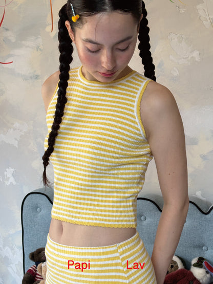 YELLOW MIMI VEST AND MIMI MINI SKIRT