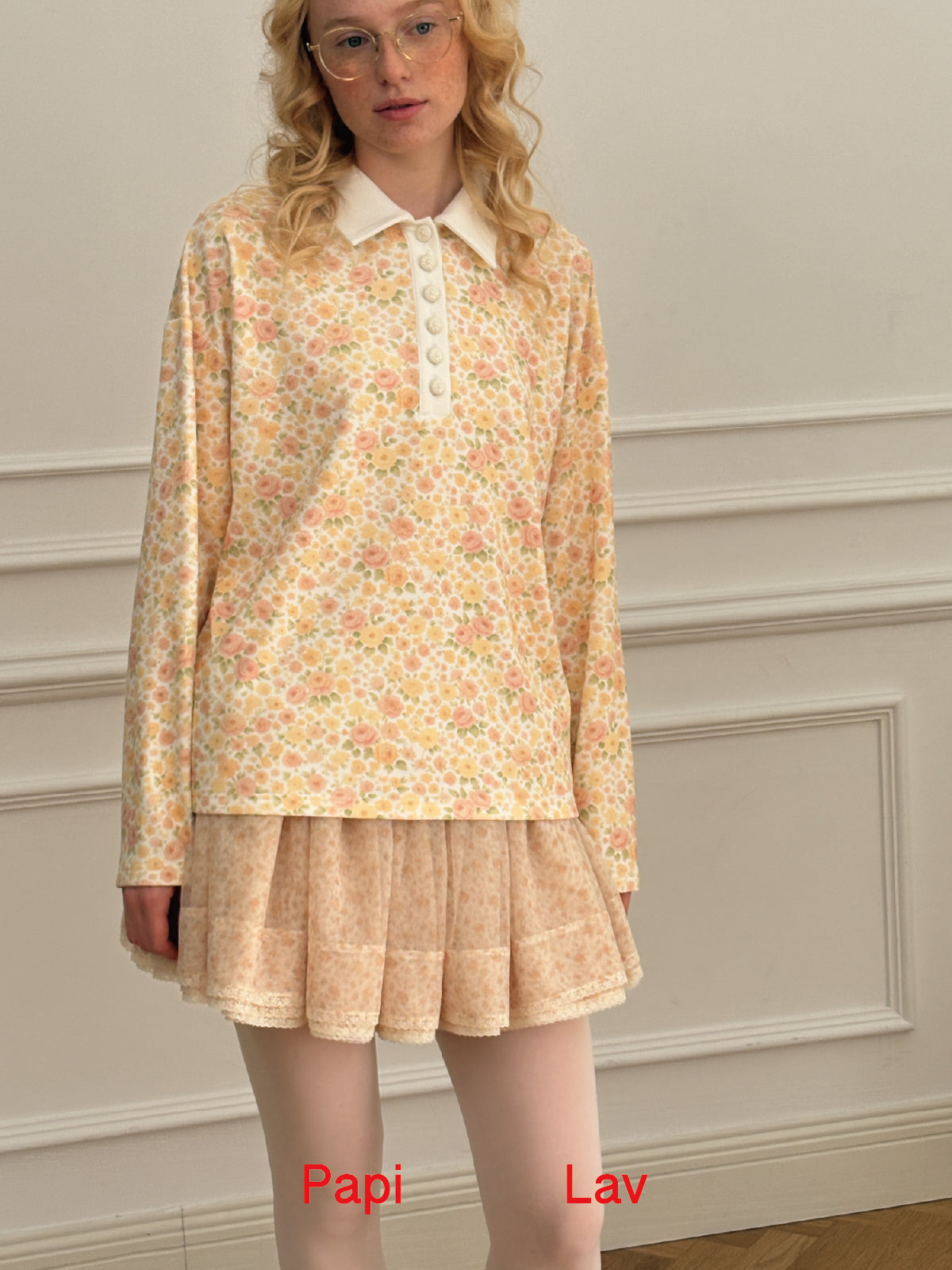 ROSE PRINT HIS OVERSIZED POLO