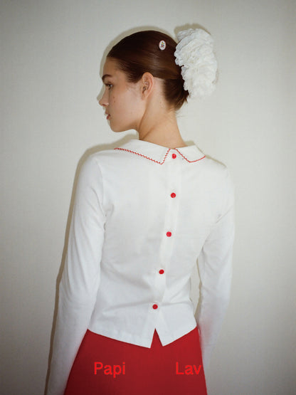 WHITE ANTIQUE JERSEY TOP