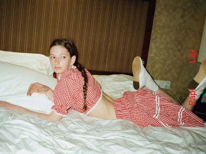 Red Gingham Lovie Top + Skirt Set