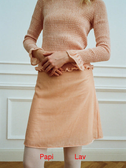 LIGHT CORAL AMBIGUOUS SMOCK TOP AND A-LINE SKIRT