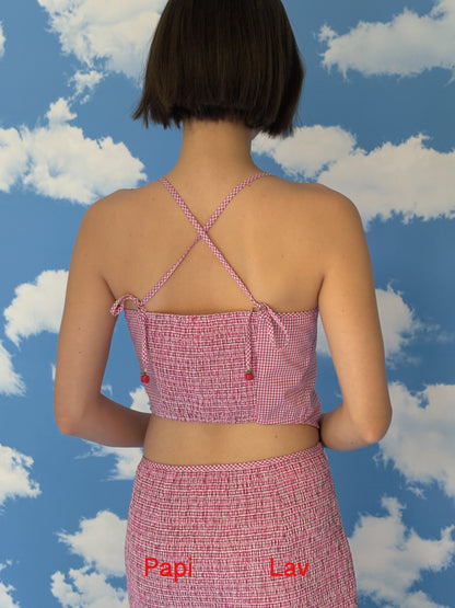 PINK CHECK BABY TOP