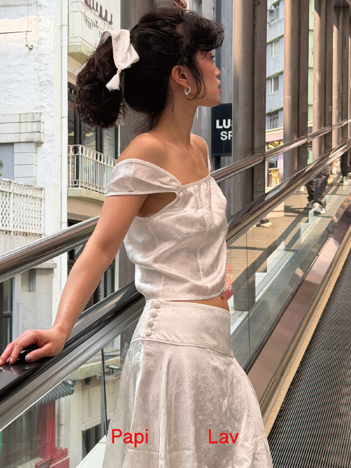 WHITE JACQUARD IRIS SET x GARBO