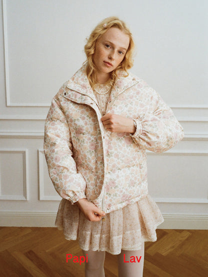 ROSE PRINT LUNA FLORAL DOWN JACKET