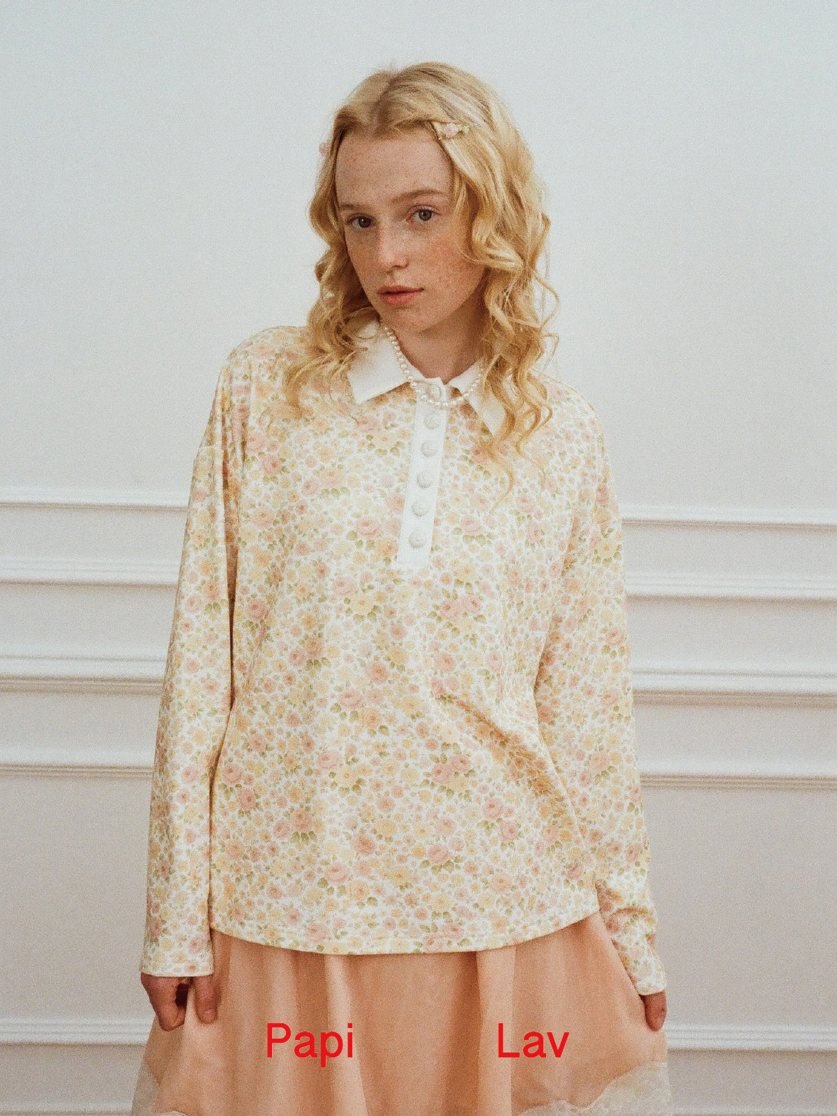 ROSE PRINT HIS OVERSIZED POLO