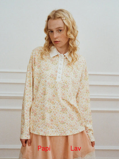 ROSE PRINT HIS OVERSIZED POLO