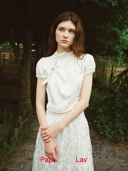WHITE JACQUARD AMBER TOP