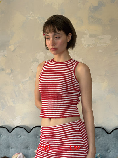 RED MIMI VEST AND MIMI MINI SKIRT