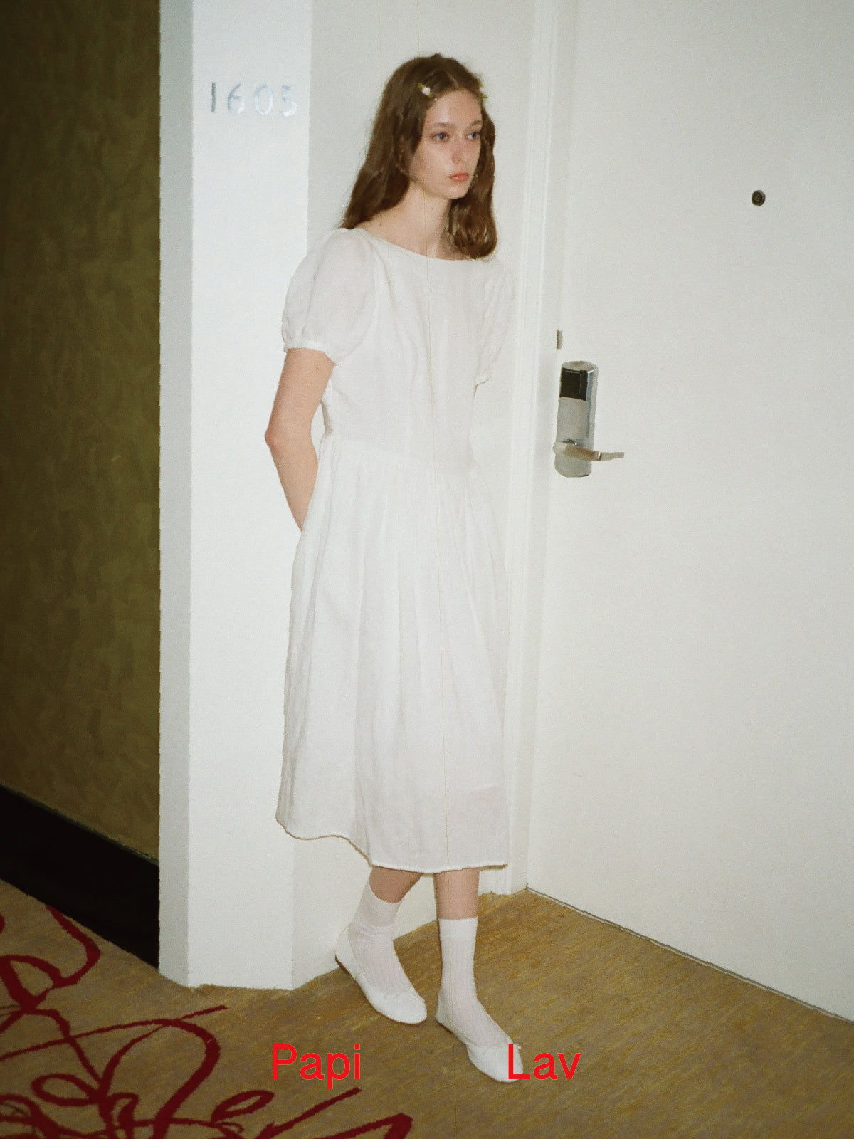 White Poppy Puff-Sleeve Dress