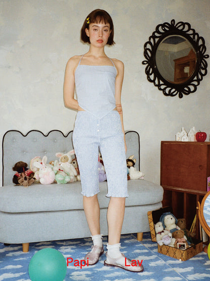 BLUE GINGHAM LOLLIPOP SMOCK CAPRI
