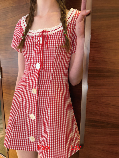 RED GINGHAM WILLOW DRESS