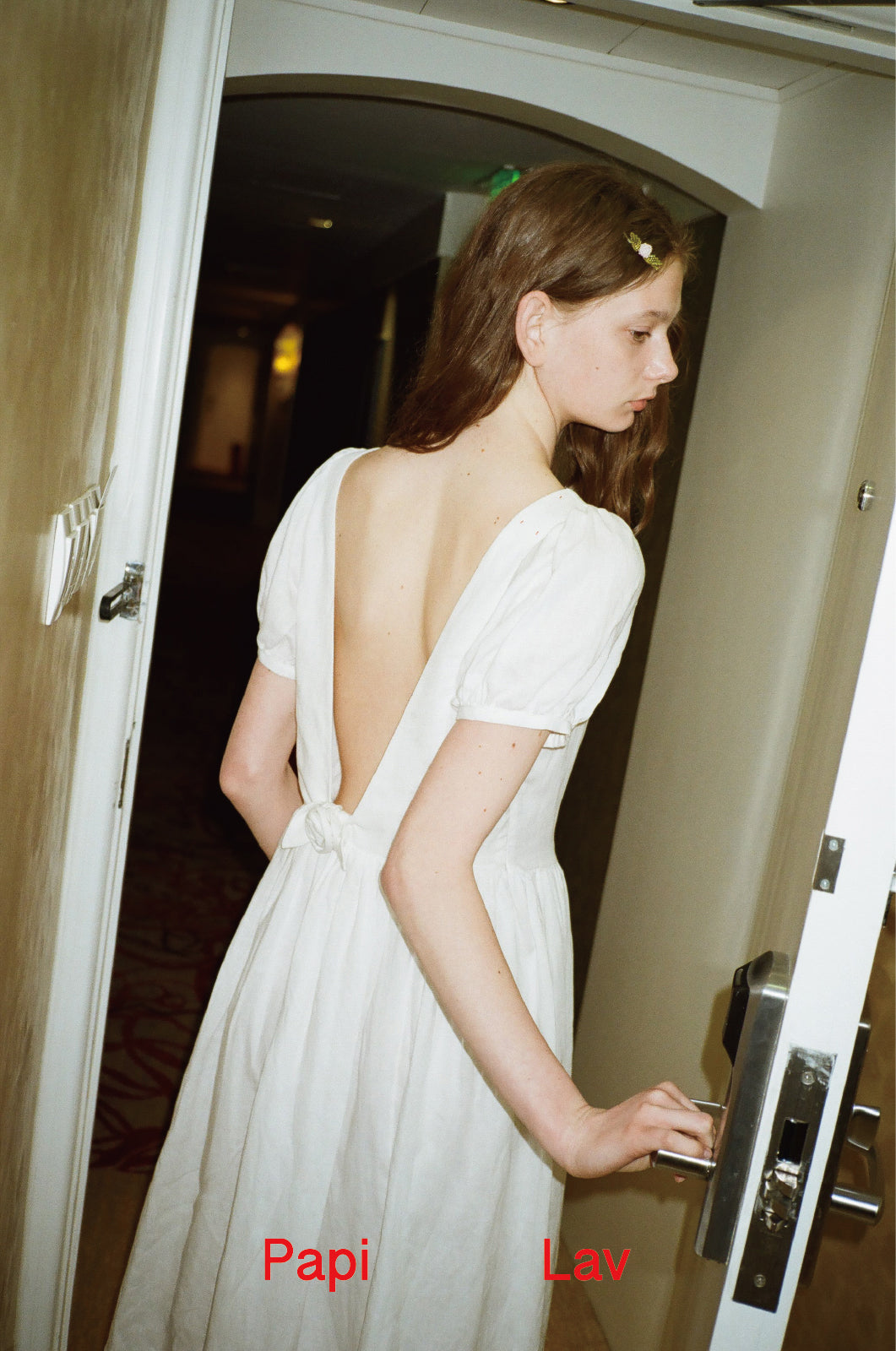 White Poppy Puff-Sleeve Dress