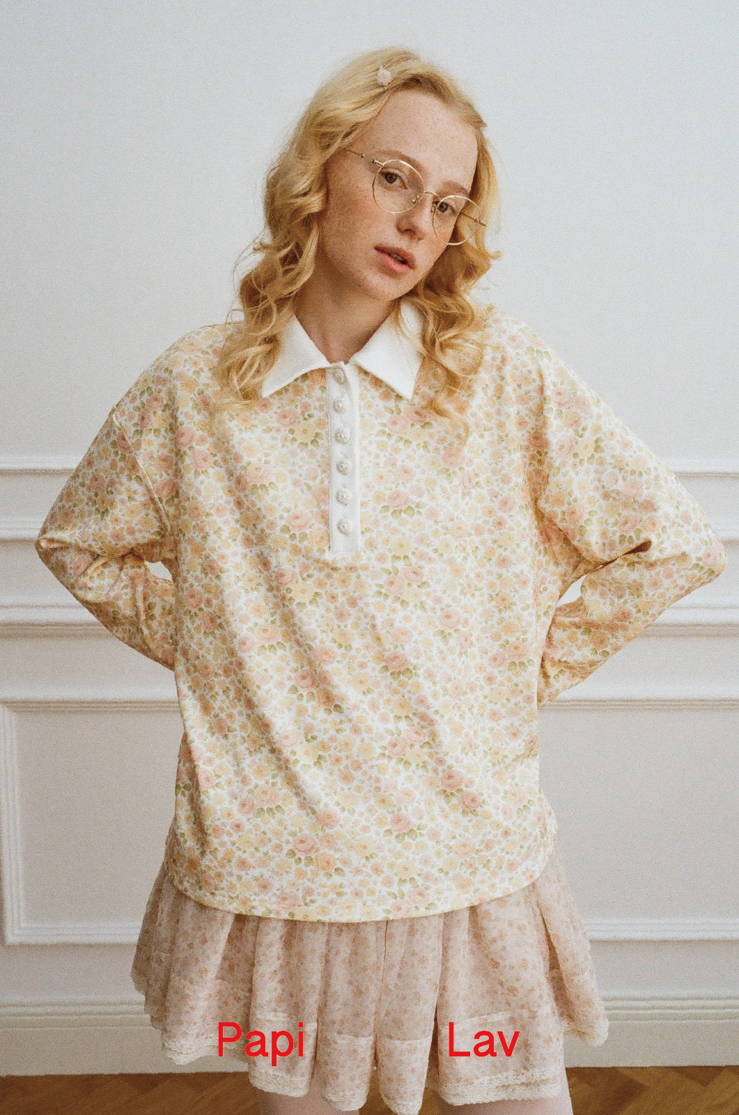 ROSE PRINT HIS OVERSIZED POLO