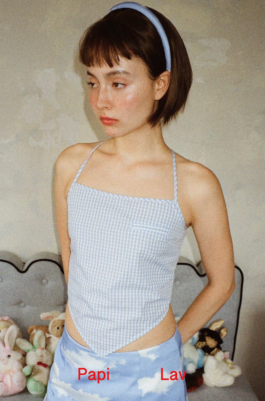 BLUE GINGHAM BABY TOP