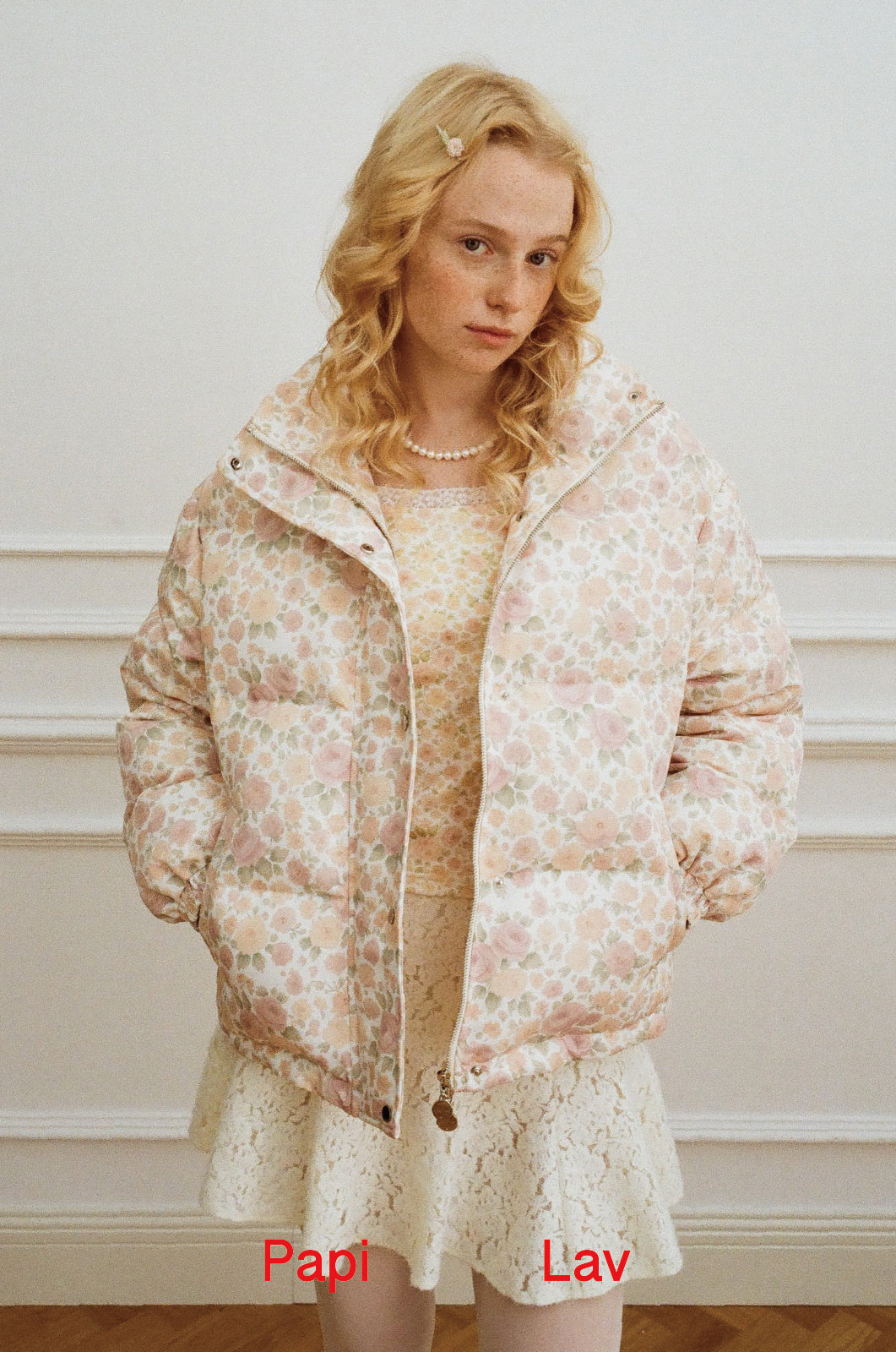ROSE PRINT LUNA FLORAL DOWN JACKET
