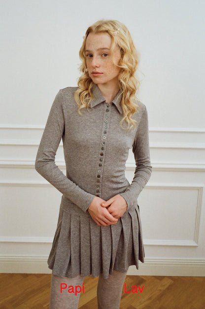 GREY LACE DARLA PLEATED SHIRT DRESS