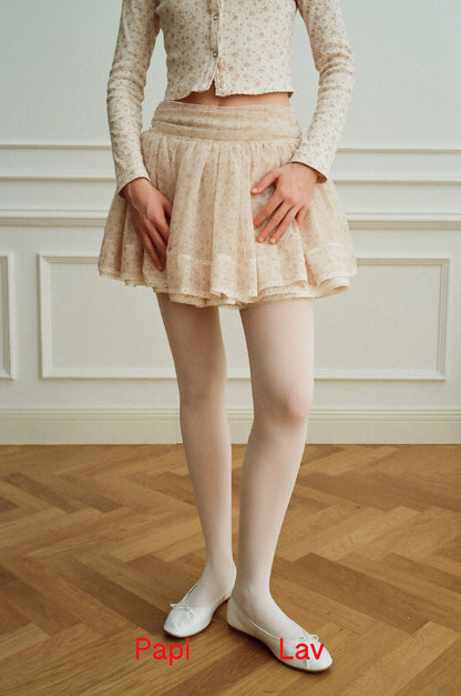 BEIGE FLORAL PRINT MOONSTRUCK TUTU SKIRT