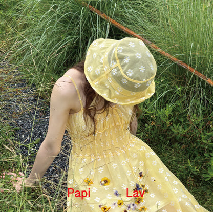YELLOW JACQUARD SUGAR-FREE BUCKET HAT
