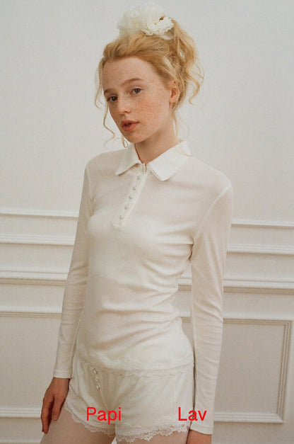 WHITE NECESSITY POLO TOP