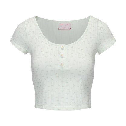 GREEN FLORAL PRINT CHATTER-BOX TOP