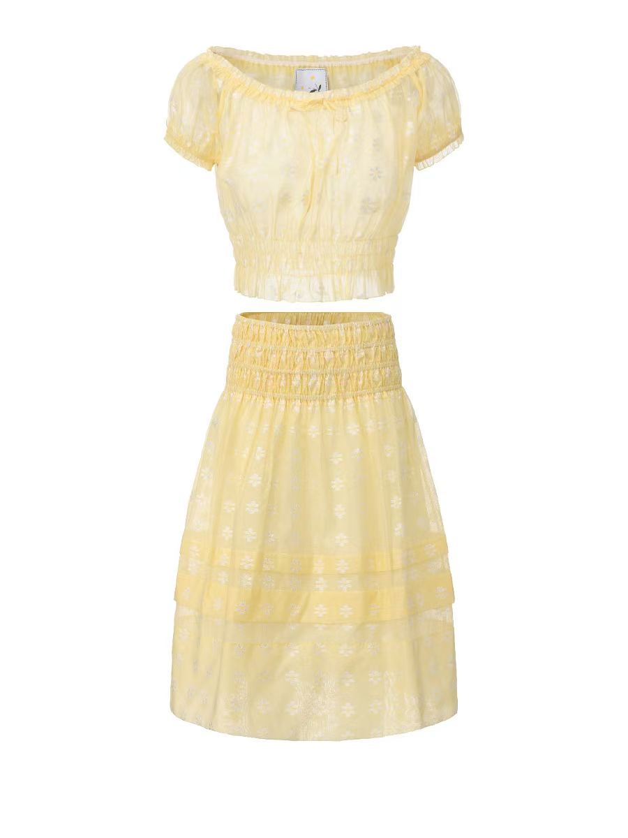 YELLOW JACQUARD SUGAR-FREE SET
