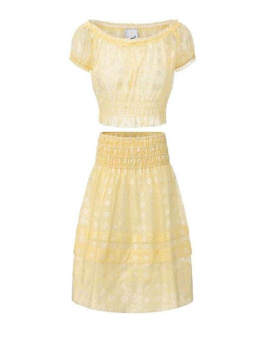 YELLOW JACQUARD SUGAR-FREE SET