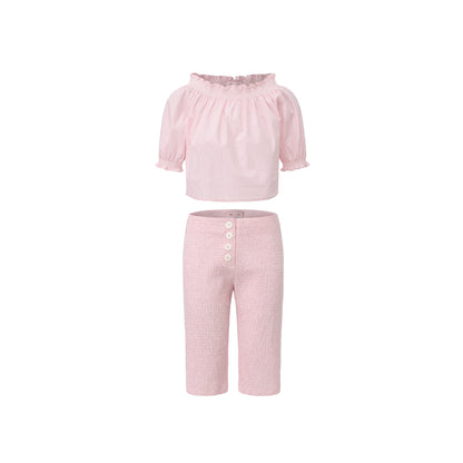 Pink Gingham Marshmallow Top and Pants Set