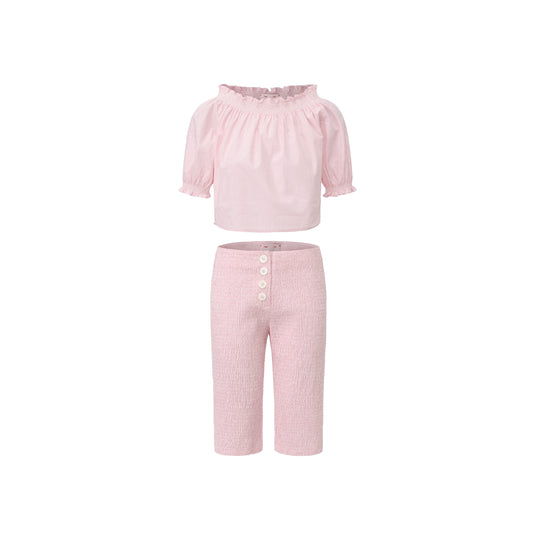 Pink Gingham Marshmallow Top and Pants Set