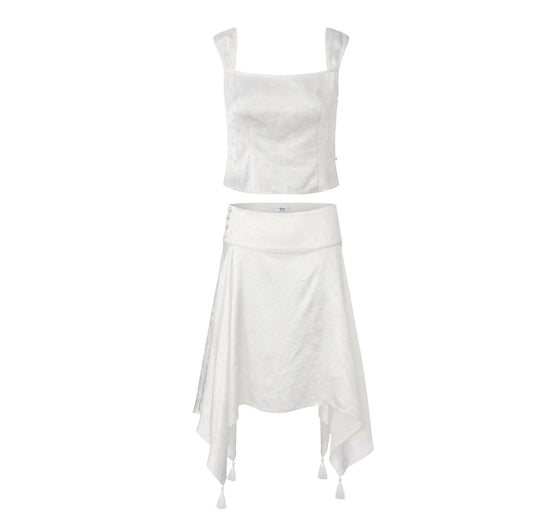 WHITE JACQUARD IRIS SET x GARBO