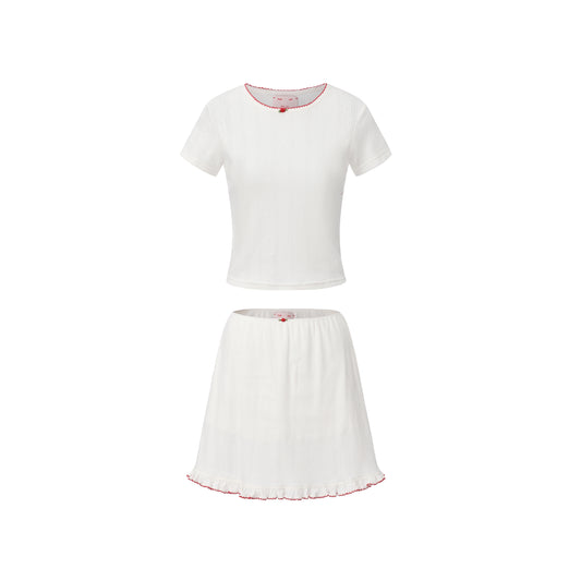 White Breezy Top + Skirt Set
